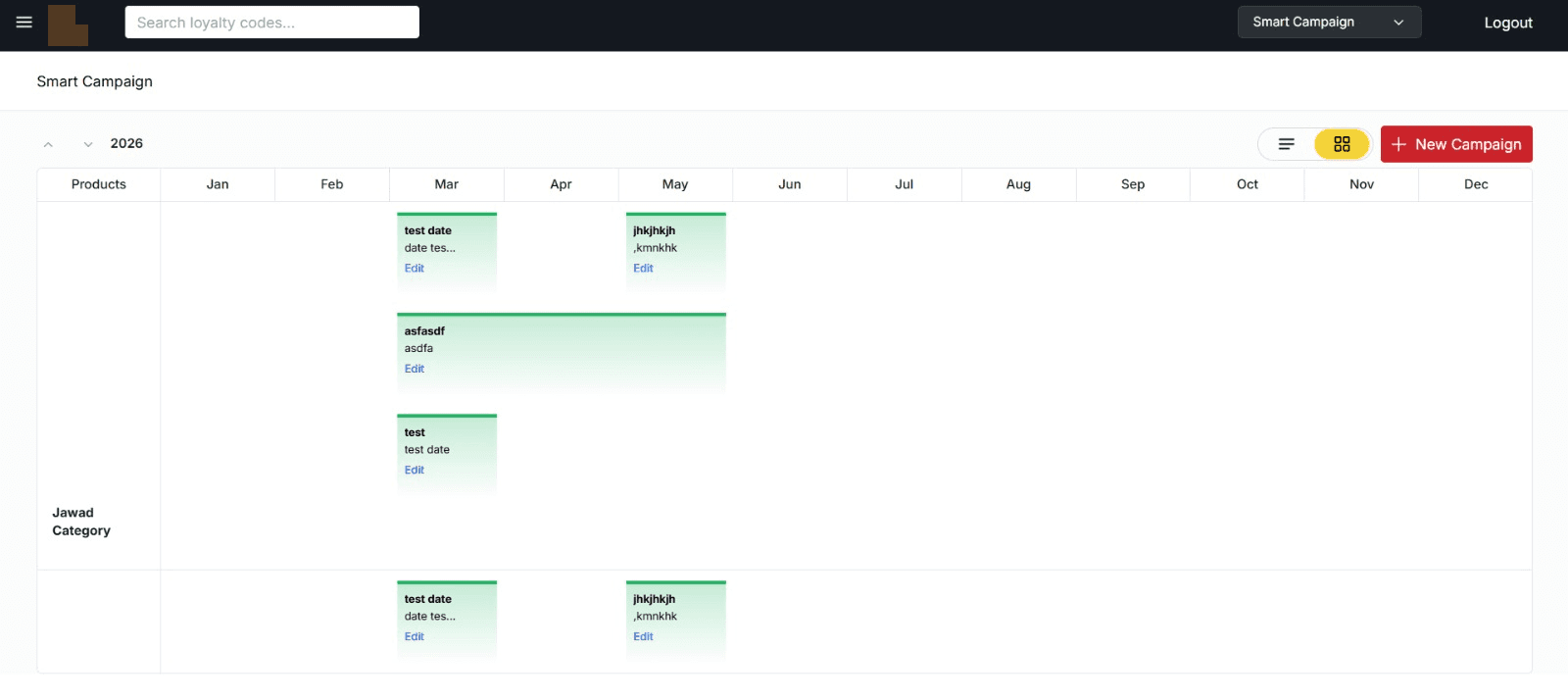 Smart Campaign calendar view