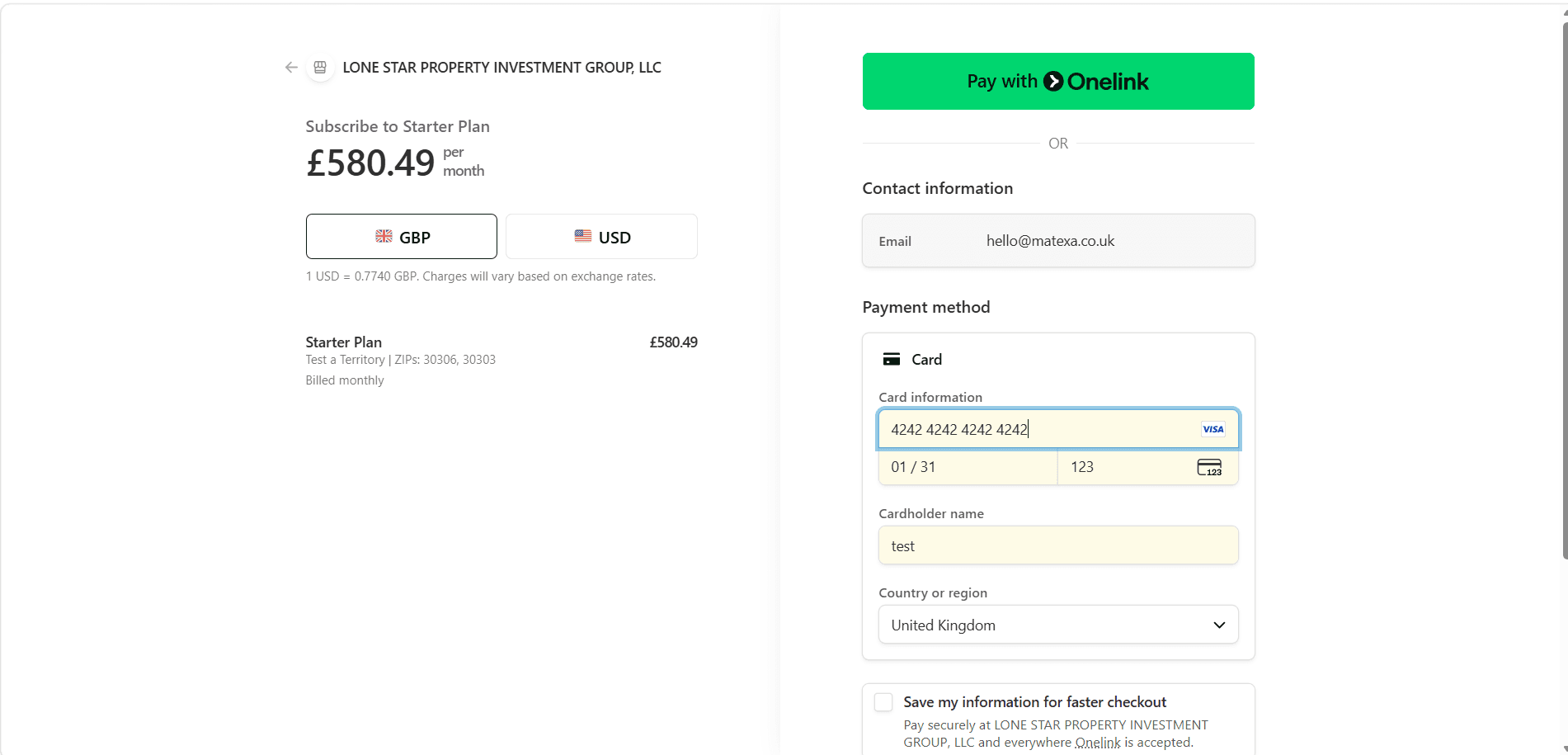 LSP Leads Stripe subscription checkout