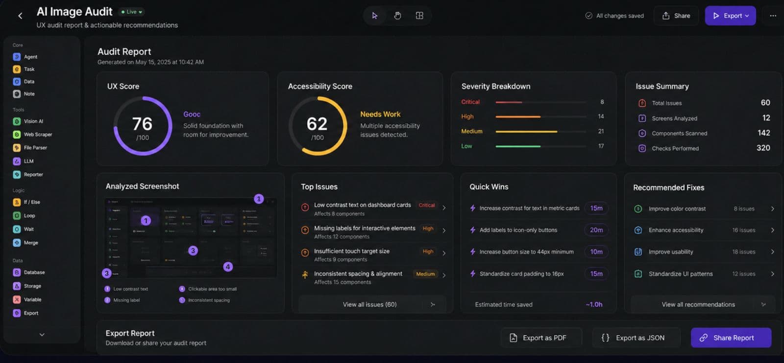 AI audit reporting output