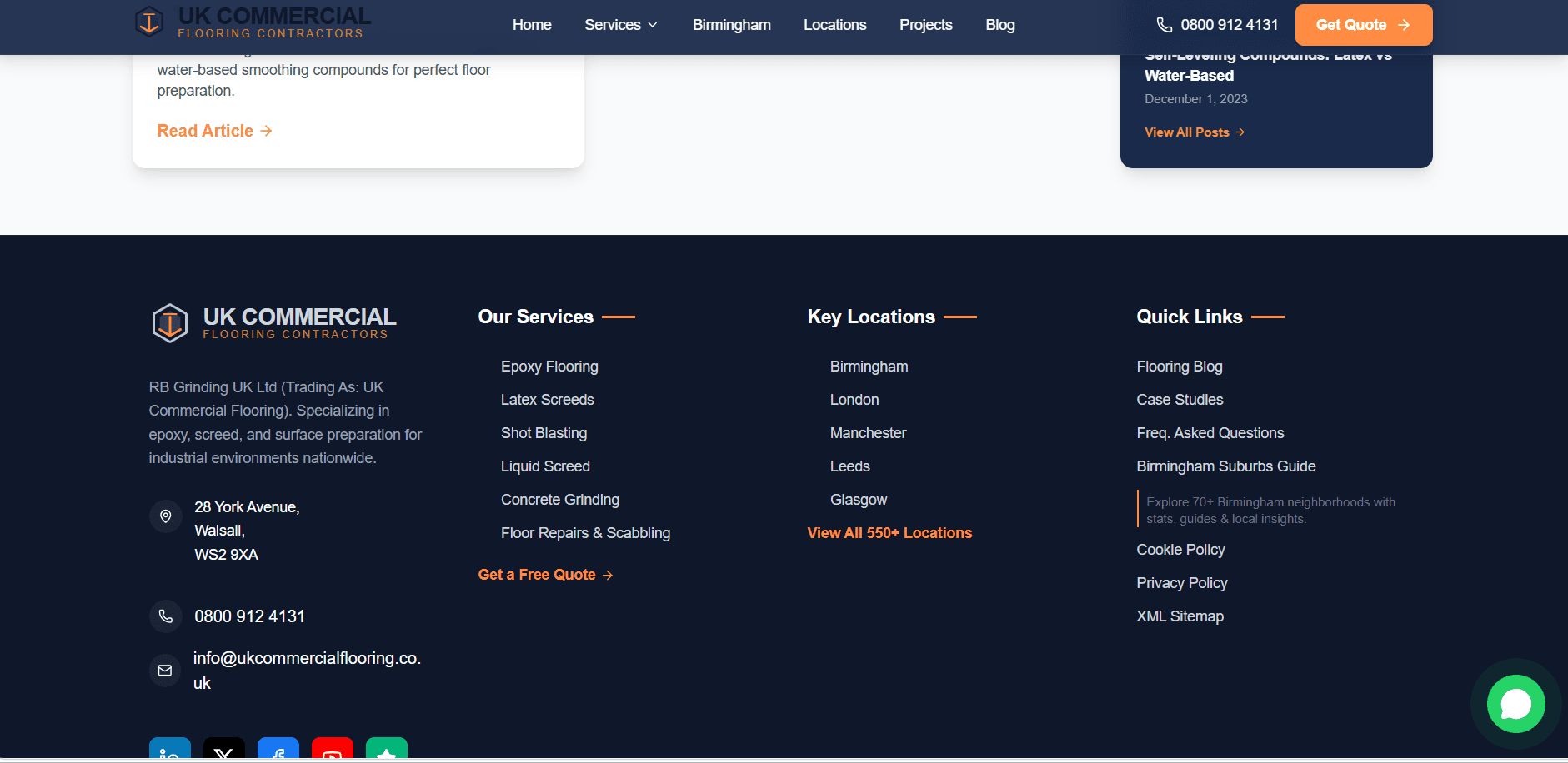 UK Commercial Flooring blog and footer